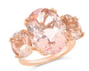 LARGE 17.64CT DIAMOND & AAA MORGANITE 14K ROSE GOLD ROUND & OVAL ENGAGEMENT RING