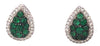 .71CT DIAMOND & AAA EMERALD 18KT WHITE GOLD 3D TEAR DROP CLASSIC STUD EARRINGS