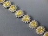 WIDE & LONG 15.20CT WHITE & CANARY DIAMOND 18KT 2 TONE GOLD LOVE TENNIS BRACELET