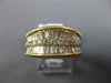 LARGE 1.0CT DIAMOND 14KT YELLOW GOLD 3D ROUND & BAGUETTE 3 ROW ANNIVERSARY RING