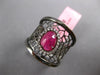 ESTATE LARGE 1.79CT DIAMOND & AAA RUBY 14KT BLACK GOLD 3D WEB FUN RING