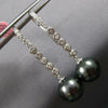 LARGE .36CT DIAMOND & AAA TAHITIAN PEARL 14KT WHITE GOLD BEZEL HANGING EARRINGS