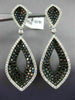 LARGE 6.70CT WHITE & BLACK DIAMOND 14KT WHITE GOLD 3D DROP LEAF HANGING EARRINGS
