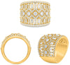 EXTRA LARGE 1.78CT DIAMOND 14KT YELLOW GOLD 3D ROUND & BAGUETTE ANNIVERSARY RING