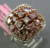 ESTATE EXTRA LARGE 3.10CT MULTI COLOR DIAMOND 18KT WHITE & ROSE GOLD SQUARE RING