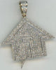 ESTATE 1.15CT DIAMOND 14KT YELLOW GOLD 3D ROUND CLASSIC HOUSE FLOATING PENDANT