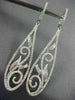 LONG 1.47CT DIAMOND 18KT WHITE GOLD FILIGREE FLOWER LEVER BACK HANGING EARRINGS