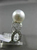 ESTATE LARGE .21CT DIAMOND 18KT WHITE GOLD 3D AAA SOUTH SEA PEARL SOLITAIRE RING