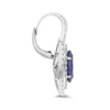 LARGE 3.13CT DIAMOND & SAPPHIRE 18K WHITE GOLD 3D DOUBLE HALO LEVERBACK EARRINGS