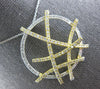 EXTRA LARGE 1.28CT DIAMOND 14K 2 TONE GOLD CIRCULAR CRISS CROSS FLOATING PENDANT