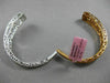 ESTATE WIDE .50CT DIAMOND 14K WHITE & ROSE GOLD 3D OPEN FLEXIBLE BANGLE BRACELET