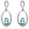 ESTATE .60CT DIAMOND & AAA AQUAMARINE 14KT WHITE GOLD 3D OVAL HANGING EARRINGS