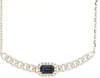 .44CT DIAMOND & AAA SAPPHIRE 14K WHITE GOLD 3D EMERALD CUT & ROUND LOVE NECKLACE