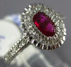 ESTATE 1.41CT DIAMOND & AAA RUBY 18KT WHITE GOLD OVAL & ROUND FLOWER LOVE RING
