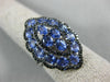 ESTATE LARGE 6.37CT BLACK DIAMOND & TANZANITE 14K WHITE GOLD MARQUISE SHAPE RING