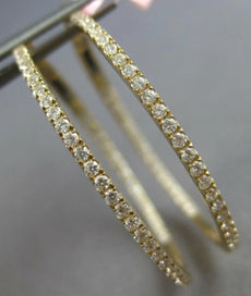 ESTATE LARGE .82CT DIAMOND 14KT YELLOW GOLD 3D INSIDE OUT HOOP HANGING EARRINGS