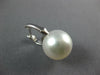 .47CT DIAMOND & SOUTH SEA PEARL 18KT WHITE GOLD FLOWER HUGGIE HANGING EARRINGS