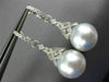 LARGE .95CT DIAMOND & SOUTH SEA PEARL 18KT WHITE GOLD FILIGREE HANGING EARRINGS