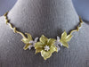 ANTIQUE LARGE .65CT DIAMOND 18KT 2 TONE GOLD HANDCRAFTED FLOWER NECKLACE #28049