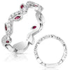 ESTATE .60CT DIAMOND & AAA RUBY 14K WHITE GOLD MARQUISE & ROUND ANNIVERSARY RING