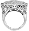ESTATE WIDE 1.25CT DIAMOND 18KT WHITE GOLD 3D MULTI ROW PAVE SIDEWAYS OVAL RING