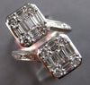 EXTRA LARGE 3.06CT DIAMOND 18KT WHITE GOLD ROUND & BAGUETTE DOUBLE SQUARE RING