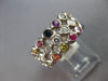 LARGE 2.98CT DIAMOND & AAA MULTI COLOR SAPPHIRE 14KT WHITE GOLD 3 ROW BEZEL RING