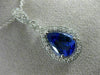 ESTATE LARGE 2.4CT DIAMOND & AAA TANZANITE 14K WHITE GOLD TEAR DROP HALO PENDANT