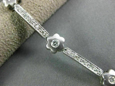 ANTIQUE WIDE 1.16CT DIAMOND 14KT WHITE GOLD MATTE FLOWER TENNIS BRACELET #18276