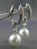 ESTATE LARGE .49CT DIAMOND 18KT WHITE GOLD SOUTH SEA PEARL PAVE ETOILE EARRINGS