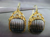 ESTATE LARGE .30CT DIAMOND 14K BLACK & YELLOW GOLD BASKET WOVEN HANGING EARRINGS