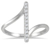 ESTATE .13CT DIAMOND 14KT WHITE GOLD 3D CLASSIC BAR CRISS CROSS LOVE RING