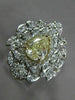 ESTATE 1.91CT WHITE & FANCY YELLOW DIAMOND 14K 2TONE GOLD FLOWER ENGAGEMENT RING