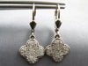 LARGE .55CT DIAMOND 14KT WHITE GOLD 3D 4 LEAF CLOVER CLASSIC LEVERBACK EARRINGS