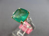 EXTRA LARGE 4.44CT DIAMOND & AAA EMERALD 18K 2 TONE GOLD CUSHION ENGAGEMENT RING