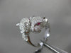 ESTATE LARGE 1.67CT DIAMOND & AAA RUBY 14KT WHITE GOLD 3D HAPPY TIGER FUN RING