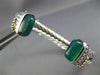 ESTATE LARGE 925 SILVER AAA GREEN AGATE 3D HANDCRAFTED BANGLE BRACELET #25476