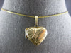 ESTATE 14KT YELLOW GOLD 3D HEART SHAPE HANDCARVED FLOWER LOCKET PENDANT #27975
