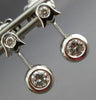 ESTATE .37CT DIAMOND 18K WHITE GOLD TULIP BEZEL HANGING FLOWER EARRINGS #11427