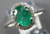 .84CT DIAMOND & AAA EMERALD 14KT WHITE GOLD 3D OVAL & ROUND HALO ENGAGEMENT RING