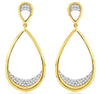 ESTATE .28CT DIAMOND 14KT YELLOW GOLD 3D CLASSIC OPEN TEAR DROP HANGING EARRINGS