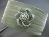 ESTATE LARGE .68CT DIAMOND 18KT GOLD & STAINLESS STEEL 3D FLOWER BANGLE BRACELET