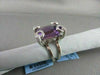 ANTIQUE WIDE 17.52CTW AAA AMETHYST EMERALD CUT & DIAMOND 18KT WHITE GOLD RING