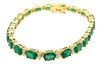 10.83CT DIAMOND & AAA EMERALD 14KT YELLOW GOLD 3D OVAL & ROUND TENNIS BRACELET