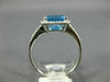 ESTATE 2.90CT DIAMOND & AAA BLUE TOPAZ 14KT WHITE GOLD CUSHION SQUARE HALO RING