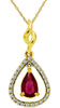.53CT DIAMOND & AAA RUBY 14K YELLOW GOLD 3D PEAR SHAPE & ROUND TEAR DROP PENDANT