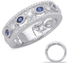 ESTATE .58CT DIAMOND & AAA SAPPHIRE 14KT WHITE GOLD 3D ROUND XO LOVE RING