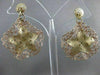 ESTATE LARGE 14K ROSE YELLOW GOLD HANGING STAR FILIGREE HOOP EARRINGS 38MM #2682