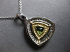 LARGE 1.15CT DIAMOND & AAA PERIDOT 14KT 2 TONE GOLD 3D TRILLION FLOATING PENDANT