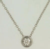 ESTATE .11CT DIAMOND 14KT WHITE GOLD 3D CLASSIC BEZEL ROUND FLOATING PENDANT